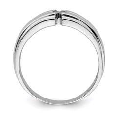 Sterling Silver Rhodium Plated Men's Polished Diam. Ring - 9