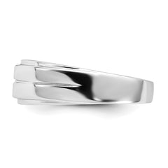 Sterling Silver Rhodium Plated Men's Polished Diam. Ring - 9