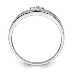 Sterling Silver Rhodium Plated Black and White Diam. Cross Men's Ring - 3