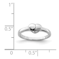 Sterling Silver Rhodium-plated Polished/Satin Heart Ring