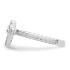 Sterling Silver Rhodium-plated Polished CZ Cross Ring - 4
