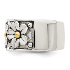 Sterling Silver Antiqued w/ 14k Gold Centers Daisy Ring - 3