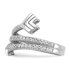 Sterling Silver Rhodium-plated Polished CZ Arrow Ring - 6