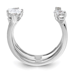 Sterling Silver Rhodium-plated CZ Adjustable Ring - 2