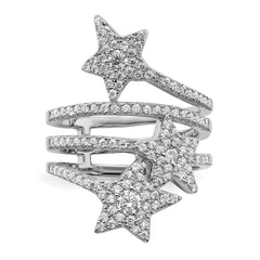 Sterling Silver Rhodium-plated CZ Star Ring - 3