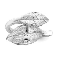 Sterling Silver Rhodium-plated Leaf Ring - 2