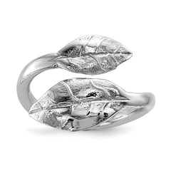 Sterling Silver Rhodium-plated Leaf Ring - 2