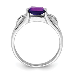 Sterling Silver Rhodium-plated Amethyst Ring - 40