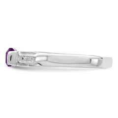 Sterling Silver Rhodium-plated Amethyst Ring - 39