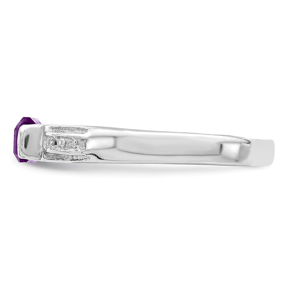 Sterling Silver Rhodium-plated Amethyst Ring - 40