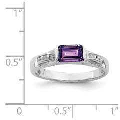 Sterling Silver Rhodium-plated Amethyst Ring - 39