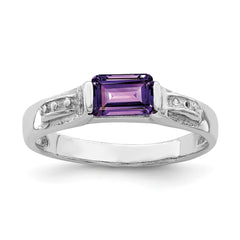 Sterling Silver Rhodium-plated Amethyst Ring - 40