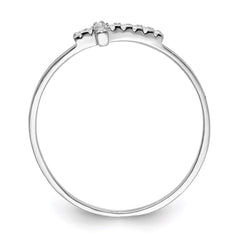 Sterling Silver Rhodium-plated CZ Side Cross Polished Ring - 2