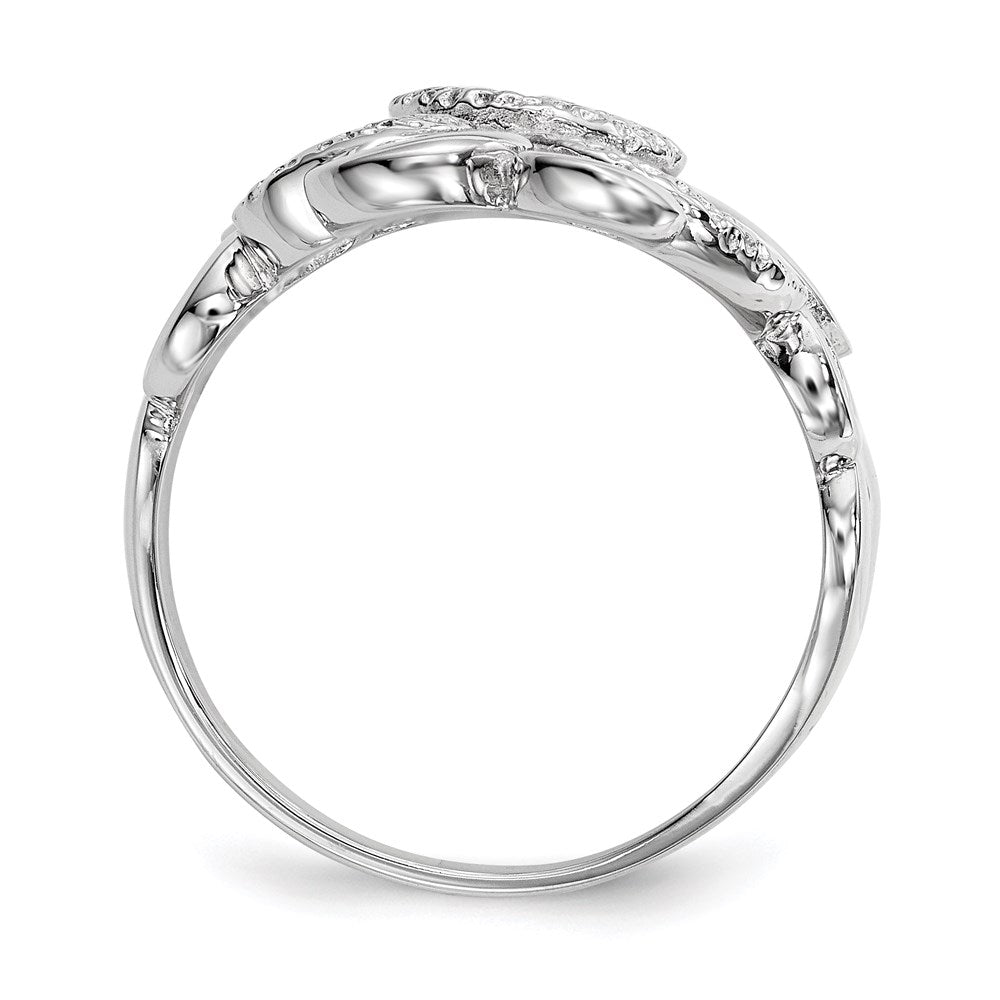 Sterling Silver Rhodium-plated Polished & Textured Circles Ring - 3