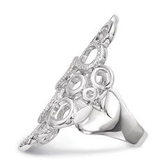Sterling Silver Rhodium-plated Polished & Textured Circles Ring - 3
