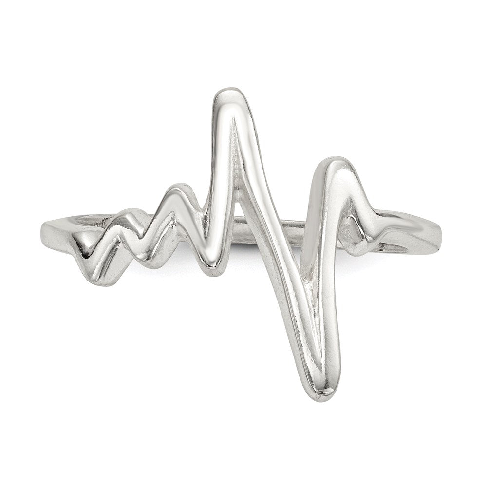 Sterling Silver Polished Fancy Heartbeat Ring - 2