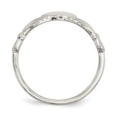 Sterling Silver Polished CZ Claddagh Ring - 3