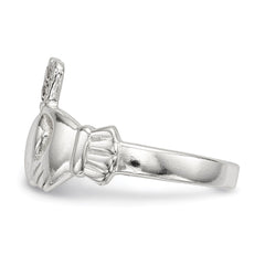 Sterling Silver Polished CZ Claddagh Ring - 3