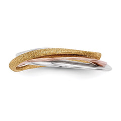 Sterling Silver Rhodium Gold & Rose Gold-plated Intertwined Ring - 3