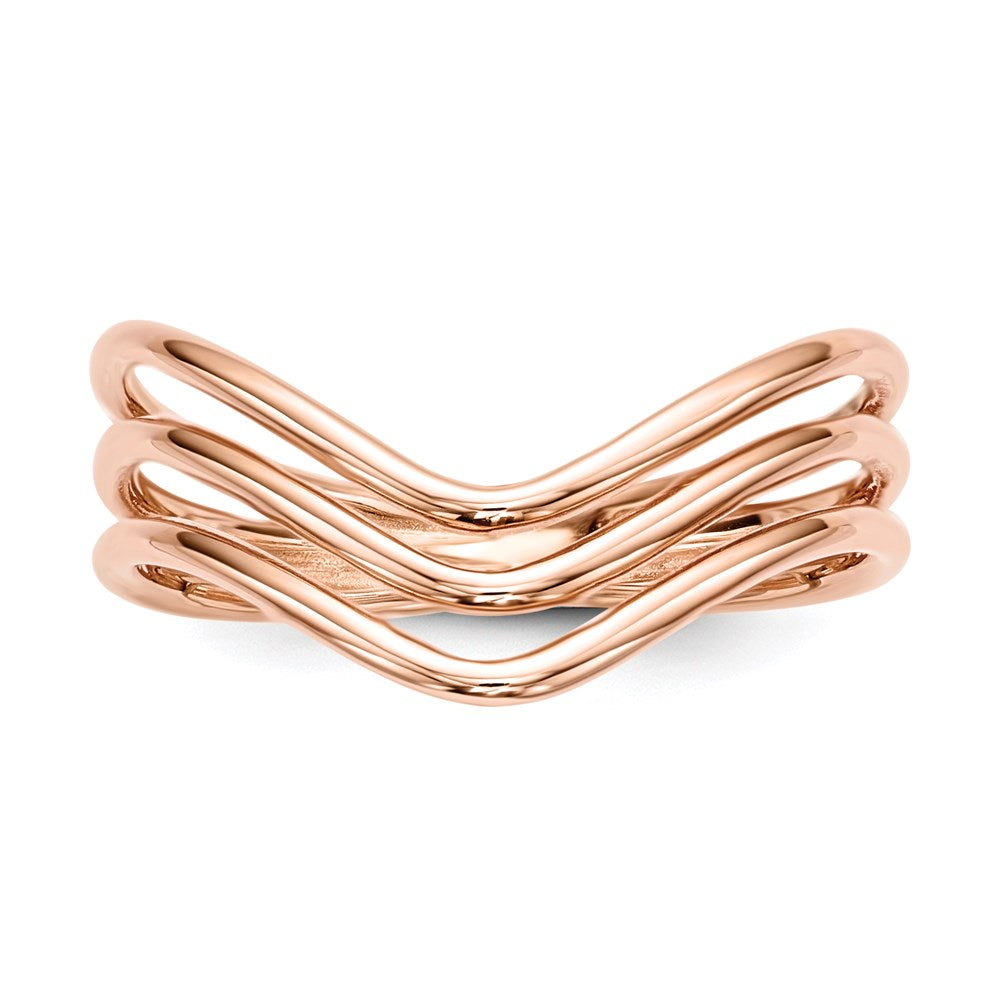 Sterling Silver Rose-tone 3-band Ring - 3