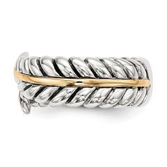 Sterling Silver w/14k Antiqued Leaves Bypass Ring - 2