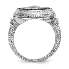 Sterling Silver Rhodium-plated Black and White CZ Evil Eye Ring - 3