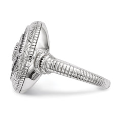 Sterling Silver Rhodium-plated Black and White CZ Evil Eye Ring - 3