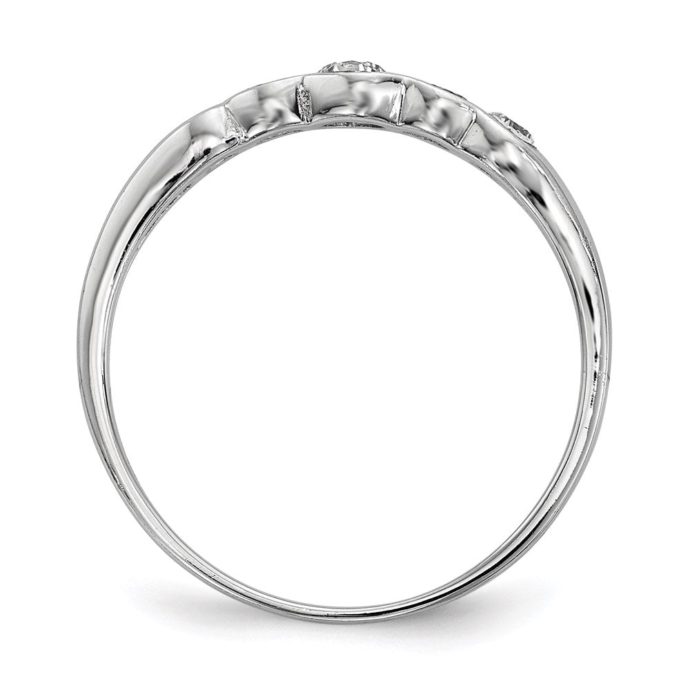 Sterling Silver Rhodium-plated 5-stone Bezel Set CZ Ring - 3