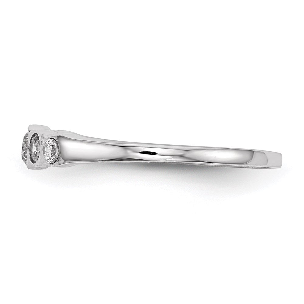 Sterling Silver Rhodium-plated 5-stone Bezel Set CZ Ring - 2