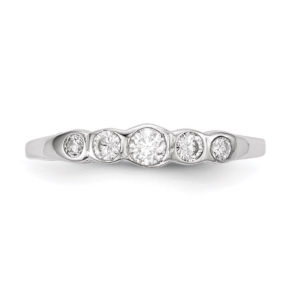 Sterling Silver Rhodium-plated 5-stone Bezel Set CZ Ring - 3