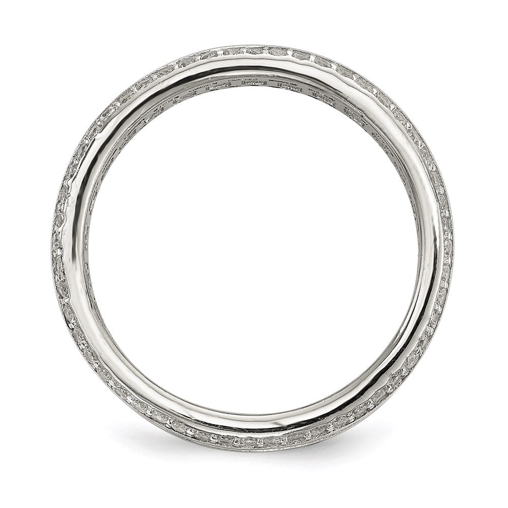 Sterling Silver Rhodium-plated Baguette & Round CZ Eternity Ring - 3