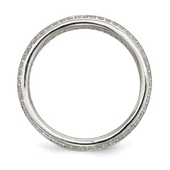 Sterling Silver Rhodium-plated Baguette & Round CZ Eternity Ring - 3