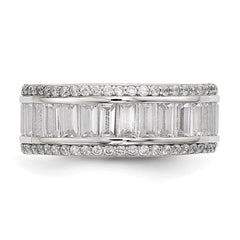Sterling Silver Rhodium-plated Baguette & Round CZ Eternity Ring - 3