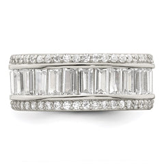 Sterling Silver Rhodium-plated Baguette & Round CZ Eternity Ring - 3