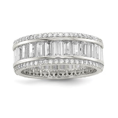Sterling Silver Rhodium-plated Baguette & Round CZ Eternity Ring - 3