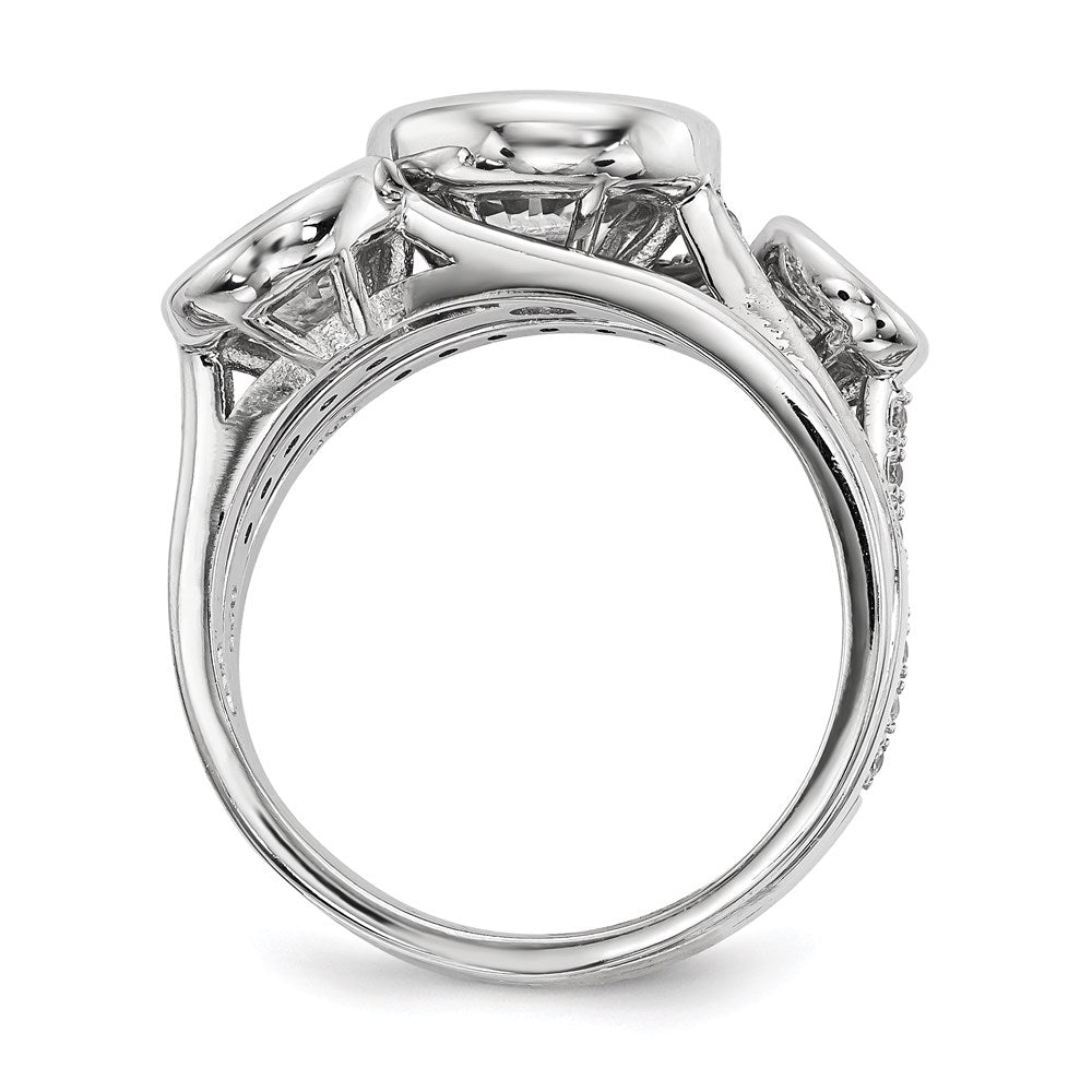 Sterling Silver Rhodium-plated CZ 3-Ring Set - 3