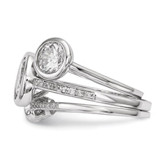 Sterling Silver Rhodium-plated CZ 3-Ring Set - 2
