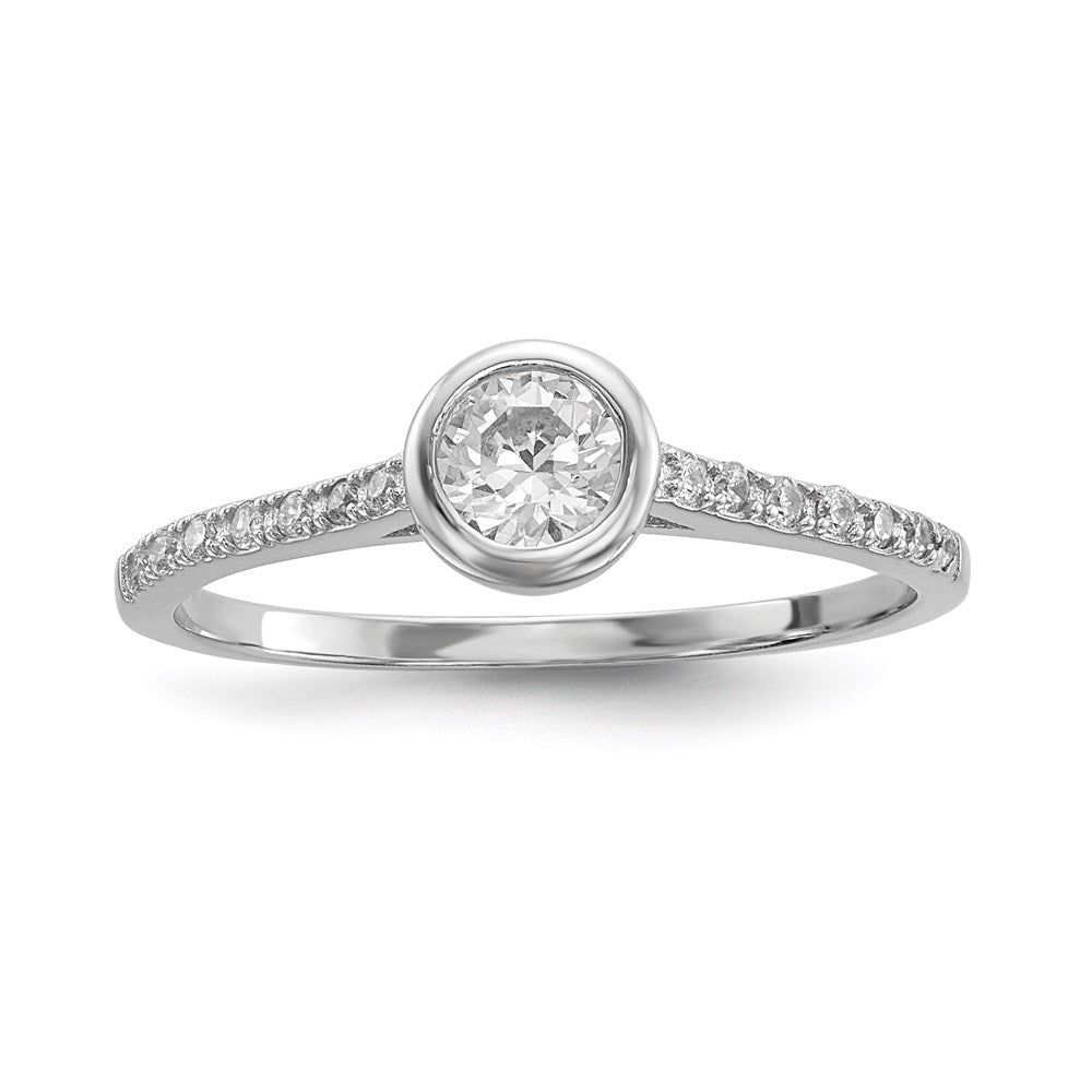 Sterling Silver Rhodium-plated CZ 3-Ring Set - 3