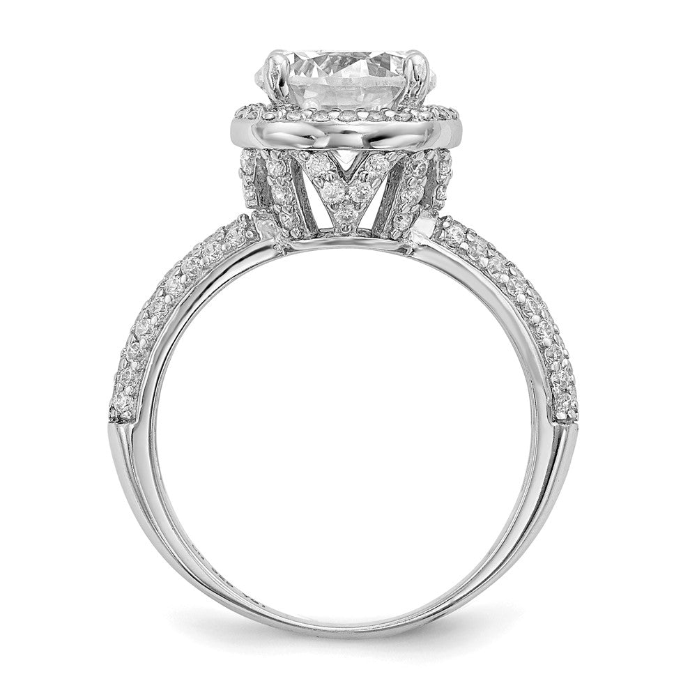 Sterling Silver Rhodium-plated CZ Pavâ Ring - 3
