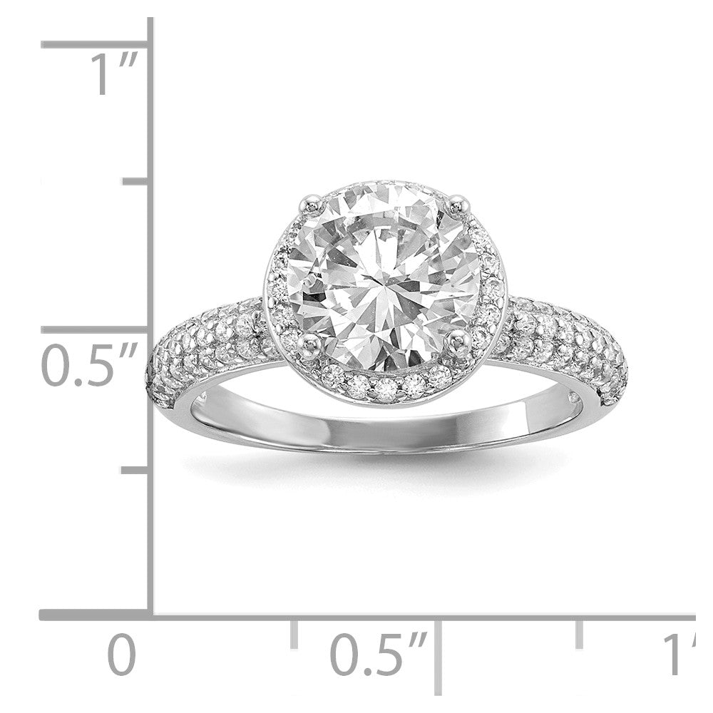 Sterling Silver Rhodium-plated CZ Pavâ Ring - 3