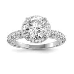 Sterling Silver Rhodium-plated CZ Pavâ Ring - 3