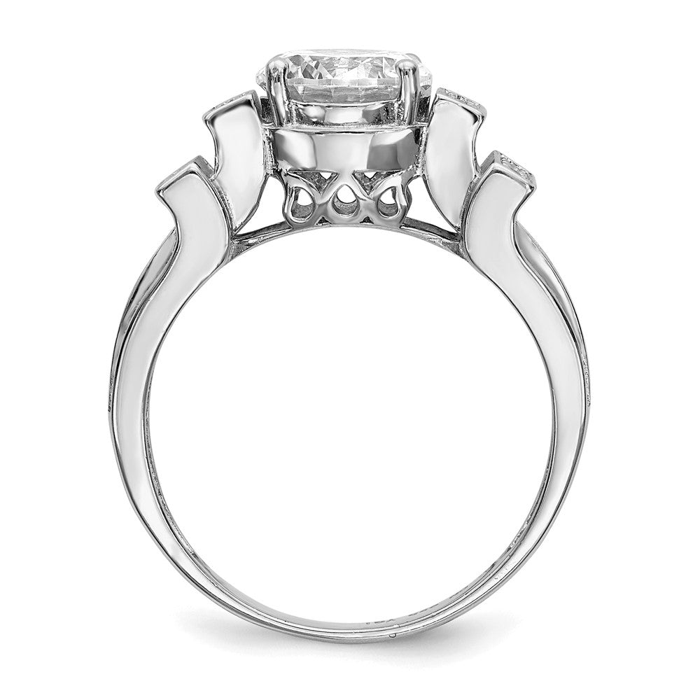 Sterling Silver Rhodium-plated CZ Tiered Pavâ Ring - 3