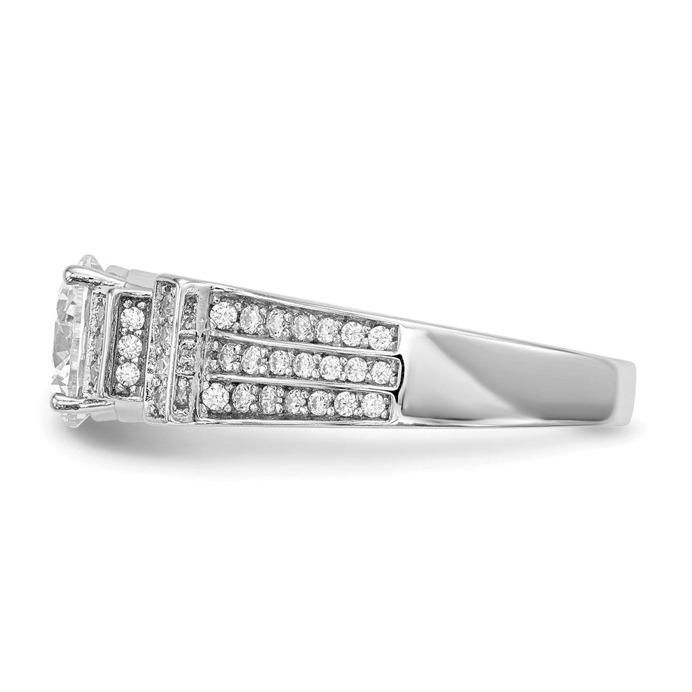 Sterling Silver Rhodium-plated CZ Tiered Pavâ Ring - 3