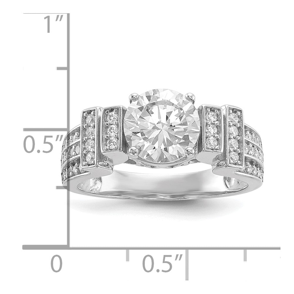 Sterling Silver Rhodium-plated CZ Tiered Pavâ Ring - 3