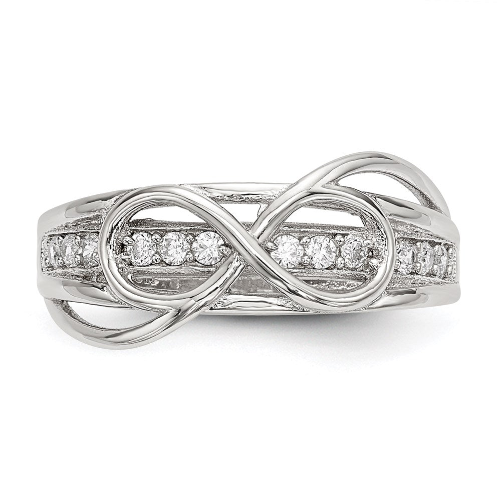 Sterling Silver Rhodium-plated CZ Infinity Ring - 13