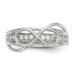 Sterling Silver Rhodium-plated CZ Infinity Ring - 12
