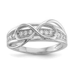 Sterling Silver Rhodium-plated CZ Infinity Ring - 13