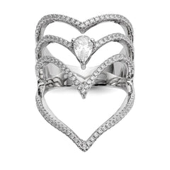 Pure Fire Sterling Silver Rhod-plated CZ Ring