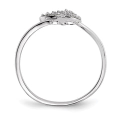 Sterling Silver Rhodium-plated CZ Moon and Star Ring - 3