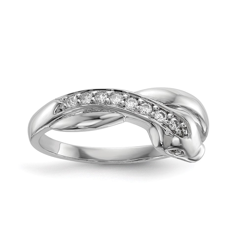 Sterling Silver Rhodium-plated CZ Snake Ring - 3